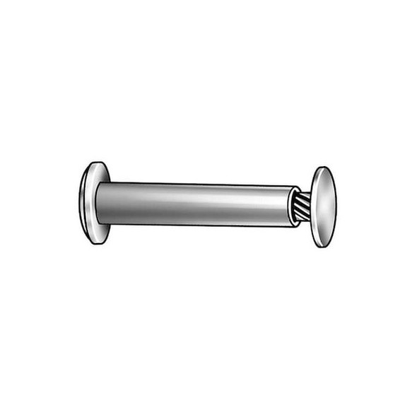 Binding Barrel, #8-32, 3/8 in Brl Lg, 13/64 in Brl Dia, Aluminum Plain, 50 PK
