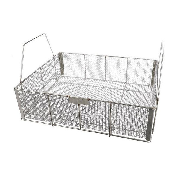 Rectangular Parts Washing Basket, #4 Mesh Size, Stainless Steel, Silver