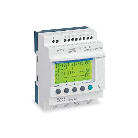 Schneider Electric Logic Relay,24VAC,With Display SR2B201B
