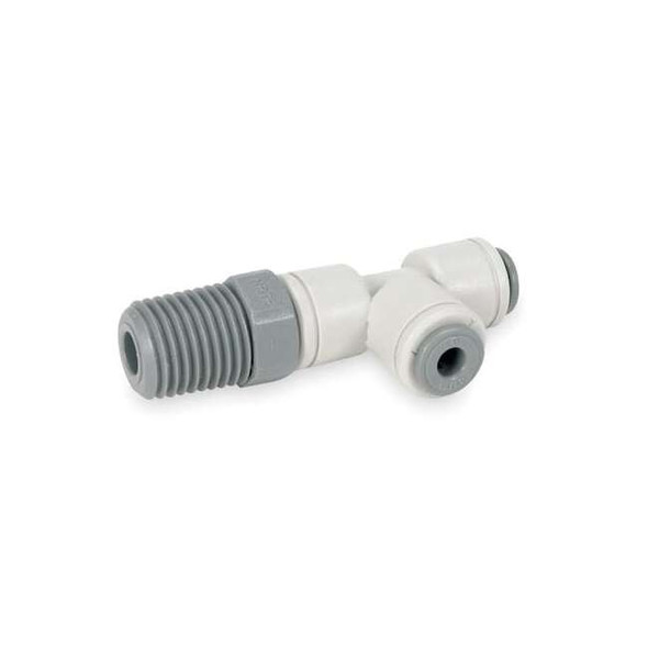 Push-Fit Tee Fitting, 3/16 in Tube Size, Acetal, Gray, 10 PK