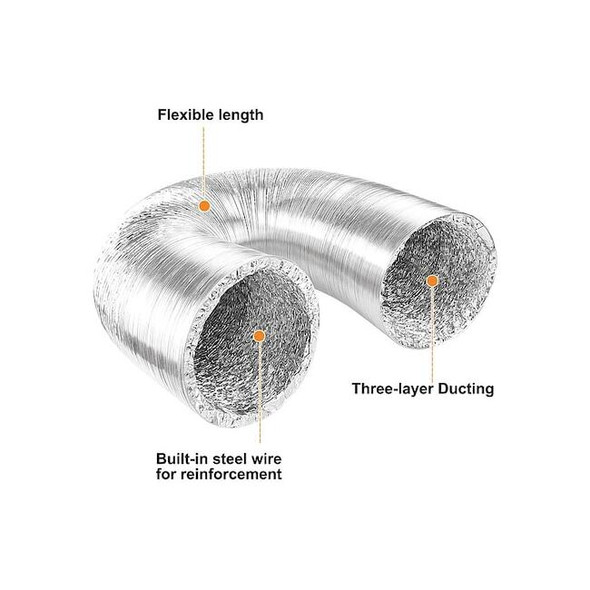 Hepacart FlexibleDuct,12inDia,BoPET,25ft Length HFACC-DUCL2