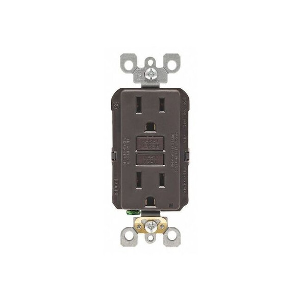 Leviton GFIRcptcl,15A,125VAC,Brn,Polycarbonate GFNT1