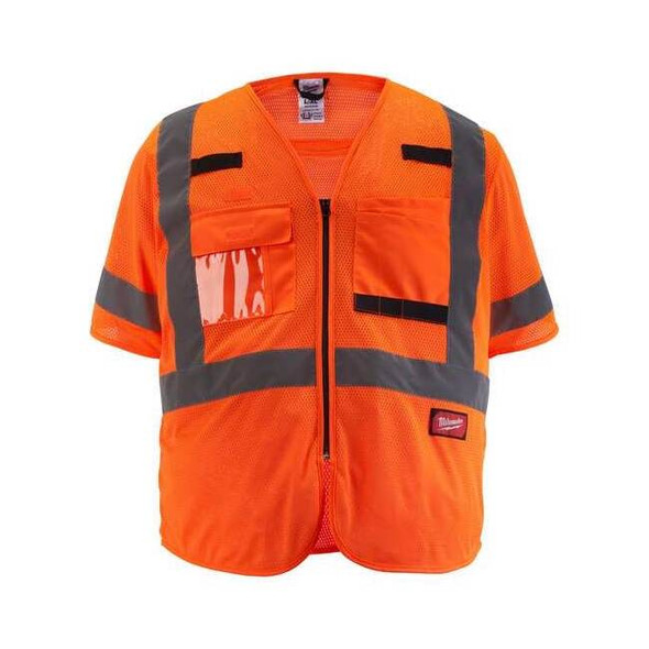 Class 3 High Visibility Orange Mesh Safety Vest - 4X-Large/5X-Large