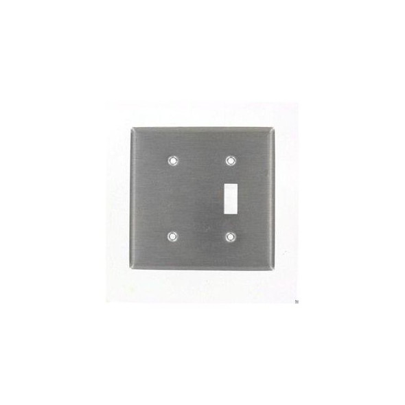 Combination Wall Plate, Number of Gangs: 2 Stainless Steel, Silver