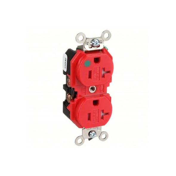 Leviton Receptacle, 20 A, 125V AC, Red, Nylon 8300-SGR