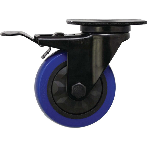 Shepherd Hardware 4 In. Blue Diamond TPU Swivel Plater Caster with Brake 3664