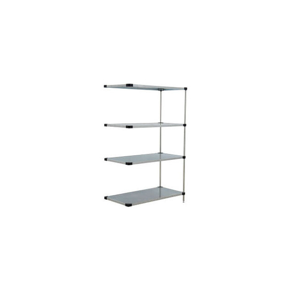 Nexel 4 Shelf Galvanized Steel Solid Shelving Unit Add On 72""W x 18""D x 86""H