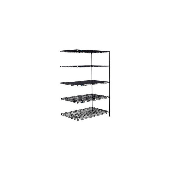 Nexel 5 Shelf Black Epoxy Wire Shelving Unit Add On 36""W x 30""D x 74""H