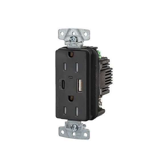 USBReceptacle,15A,1/2hp,Blk,Thrmplstc Pack of 10