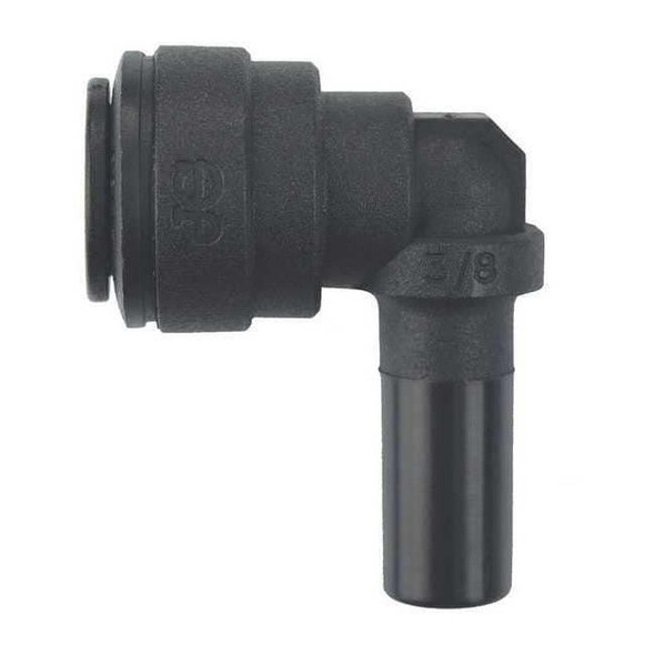 Push-Fit Elbow Fitting, 3/8 in Tube Size, Polypropylene, Black, 10 PK