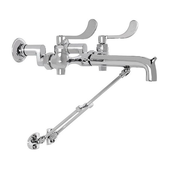 Wristblade Handle Straight Service Sink Faucet, 6" to 10" Mount, Chrome 2 Hole
