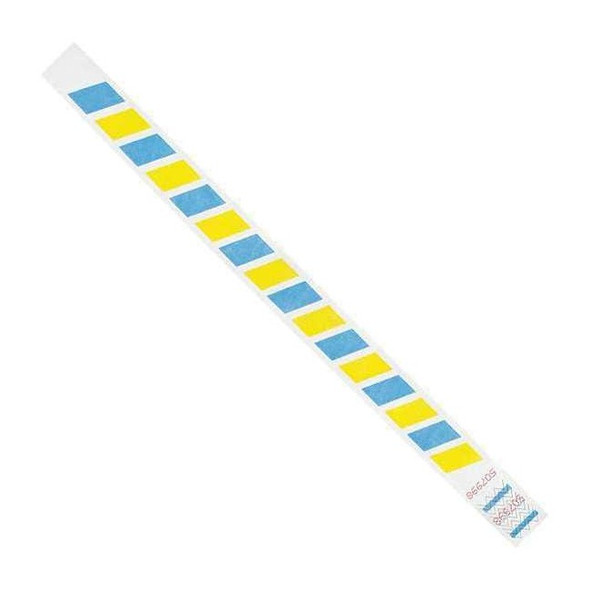 Tyvek Wristbands, 3/4" x 10", Stripes, Blue/Yellow, PK500 WR105