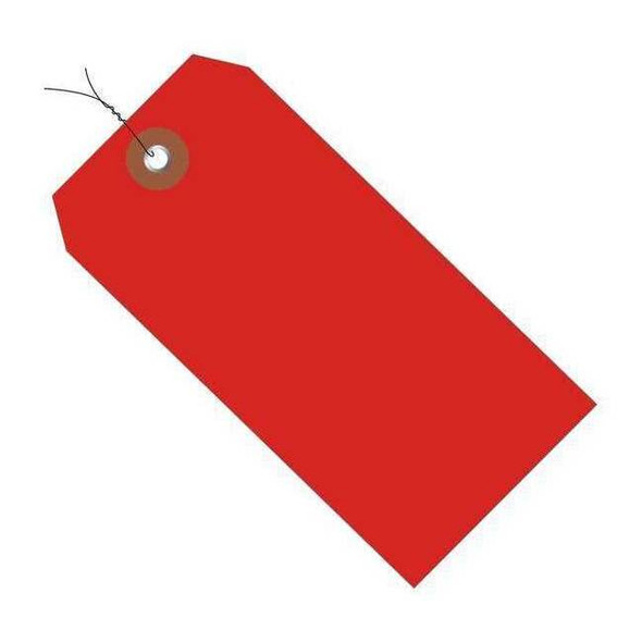 Plastic Shipping Tags, Pre-Wired, 6 1/4" x 3 1/8", Red, PK100