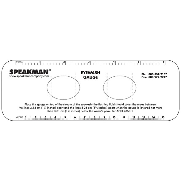 Speakman Eyewash Tester Gauge, Plastic, Clear, 7.125 in W SE-952