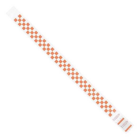 Tyvek Tyvek Wristbands, 3/4" x 10", Orange Checkerboard, PK500 WR103OR