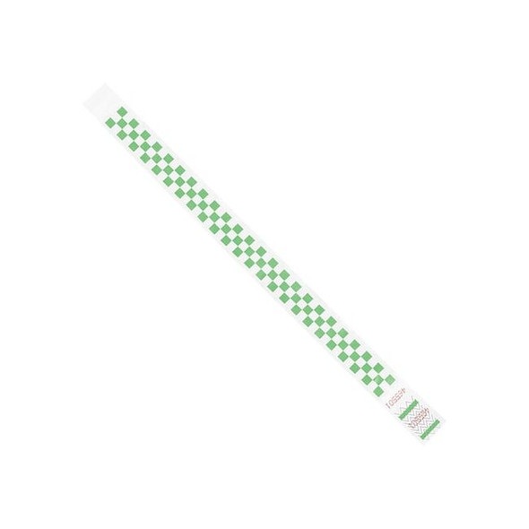 Tyvek Wristbands, 3/4" x 10", Green Checkerboard, PK500 WR103GN