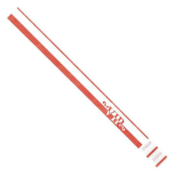 Tyvek Tyvek Wristbands, 3/4" x 10", Red VIP, PK500 WR106RD