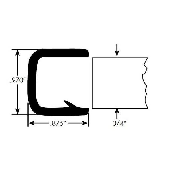 Edge Trim, PVC, 50 ft Length, 1 in Overall Width, Style: Edge Trim