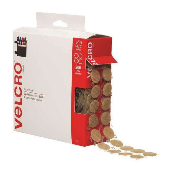 Velcro Brand Tape Combo Packs Dots,3/4", 3/4" W, Beige, 200 PK VEL105