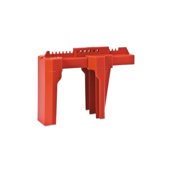 4-Legged Ball Valve Lockouts, 0.313 in Dia. Shackle, 4.44w x 12d x 8.66h, Red
