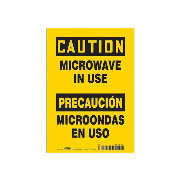 Radiation & Laser Sign, 7 in H x 10 in W, Vinyl, Vertical Rectangle