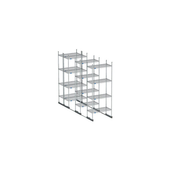 Nexel High Density Floor Track Shelving 4 Unit Stainless Steel 72""W x 24""D x 7