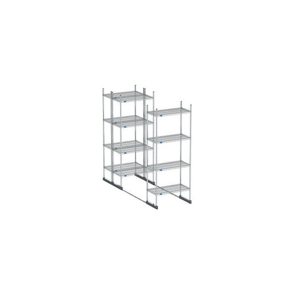 Nexel High Density Floor Track Shelving 3 Unit Stainless Steel 60""W x 24""D x 7