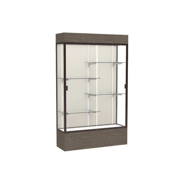 Ghent Lighted Floor Display Case 48x80x16, Plaque 2174PB-BZ-WV