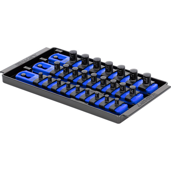 Socket Boss, 3-Rail Socket Tray, 8" Blue  - 1/4", 3/8", 1/2" Drive 8551