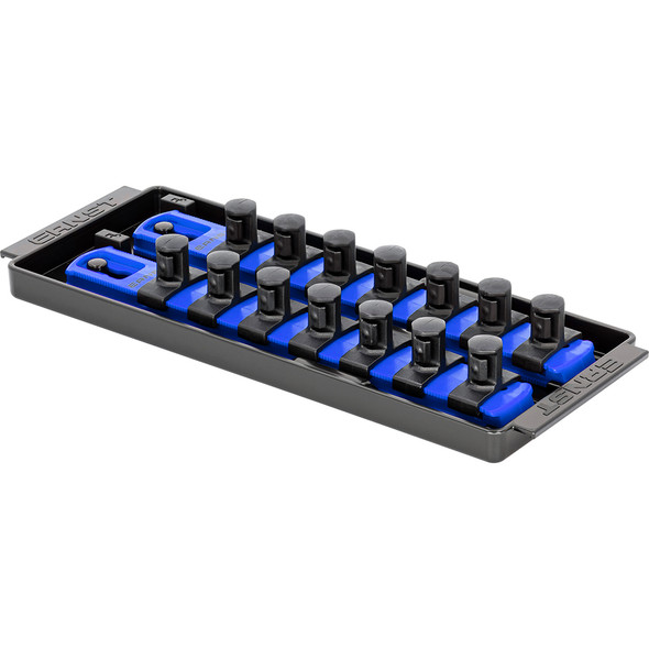 Socket Boss, 2-Rail Socket Tray, 8"  Blue - 1/2" Drive 8557