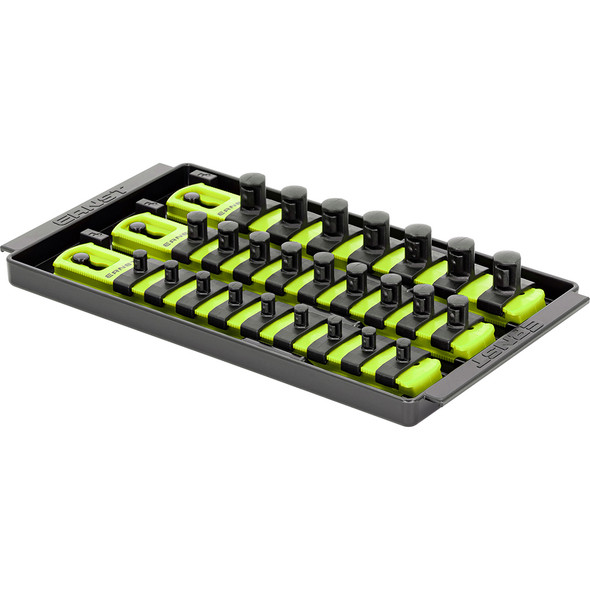 Socket Boss, 3-Rail Socket Tray , 8"  HI-VIZ - 1/4", 3/8" & 1/2" Drive 8560HV