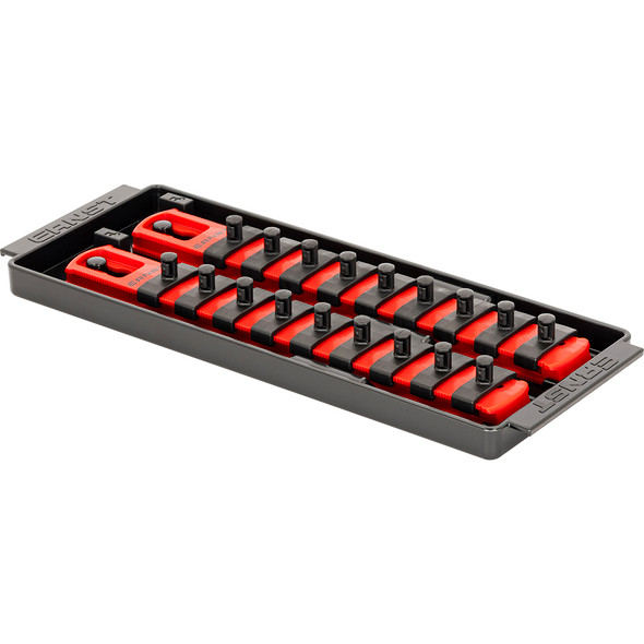 Socket Boss, 2-Rail Socket Tray, 8" Red - 1/4" Drive 8552