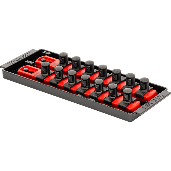 Socket Boss, 2-Rail Socket Tray, 8" Red - 1/2" Drive 8554