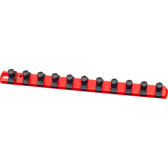 13” Magnetic Socket Organizer with 11 Twist Lock Clips - Red - 1/2” 8416M