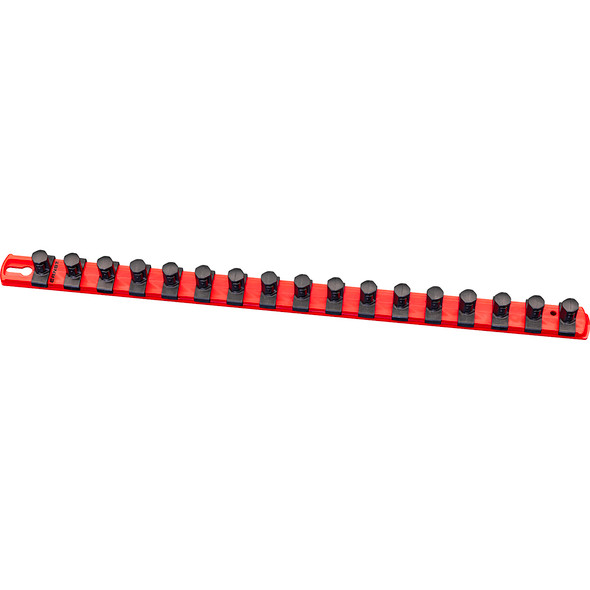 18” Magnetic Socket Organizer with 17 Twist Lock Clips - Red - 1/2” 8402M