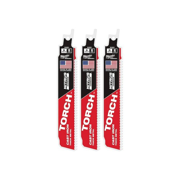 Milwaukee Tool 6" 7 TPI Torch Cast Iron Nitrus Carb,3PK 48-00-5361