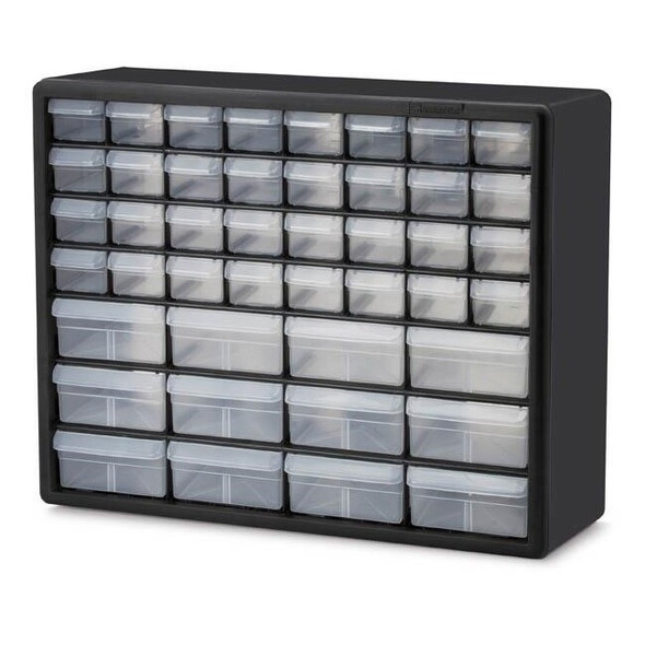 Akro-Mils® Plastic Storage Cabinet, 44 Drawer (12 Large/32 Small), Black, 1/Each