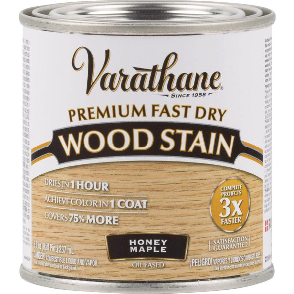 313610 Varathane Fast Dry Honey Maple Urethane Modified Alkyd Interior Wood Stain, 1/2 Pt.