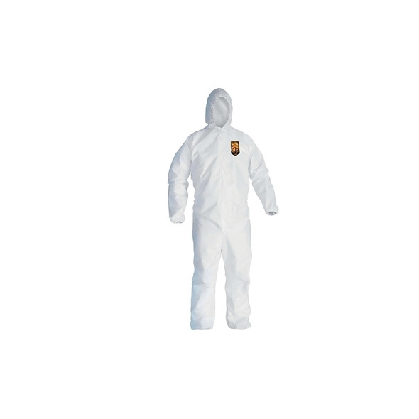 KleenGuard™ A45  Breathable Liquid & Particle Protection Elastic Wrist/Ankle Coveralls, White, L, Hood/Fr Zipper