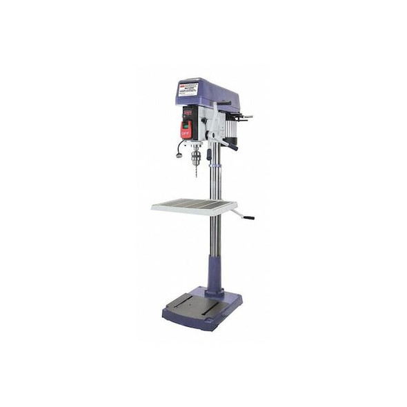 Floor Drill Press, Belt Drive, 1 1/2 hp, 230V AC V, 20 in Swing, 16 Speed