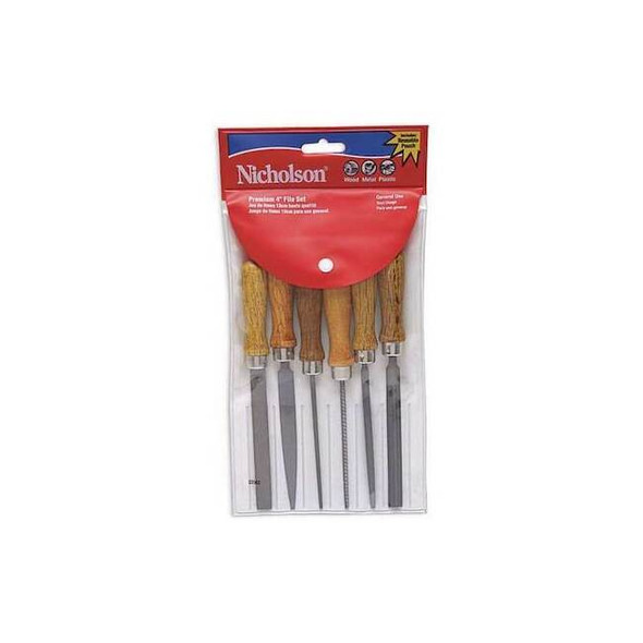 6 Piece 4" Assorted American Pattern File Set with Wooden Handles