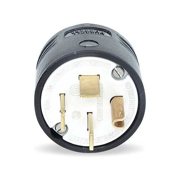 Straight Blade Plug, 15-50P, 50 A, 250V AC, 3 Pole, Screw Terminals, Grounded