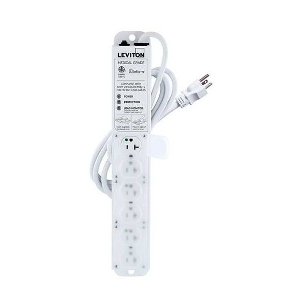 Outlet Strip, Surge, Rack Mounted, 6 5-20R, 5-20P, 7 ft., White