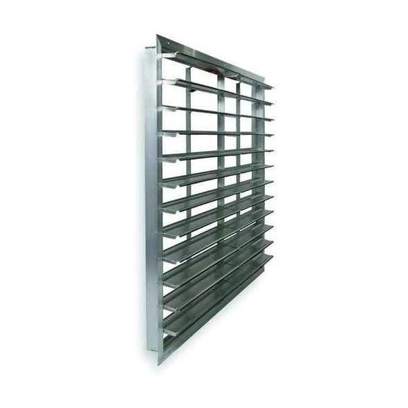 48 in 54"H-W 5.75"L Aluminum Wall Fan Shutter, 51-1/2 in x 51-1/2 in, Aluminum