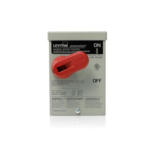 Manual Motor Switch, 30 A, 3 P, 3 Phase, Toggle, Powerswitch Series, NEMA 3R