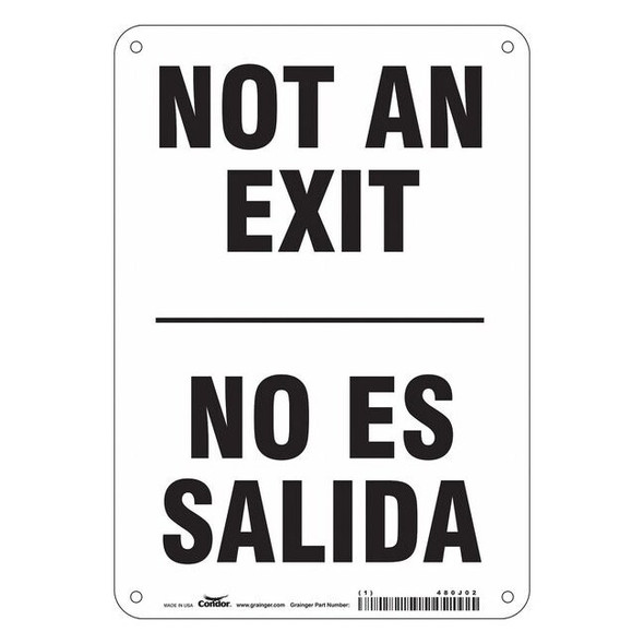 Condor Exit Sign, Plastic, 7" W, 10" H, Not An Exit/No Es Salida, White 480J02