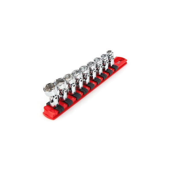 1/4 Inch Drive 6-Point Universal Joint Socket Set with Rail, 9-Piece 6-14 mm