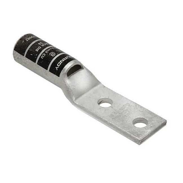 Two-Hole Compression Lug, 750 kcmil Max, 1/2 in Stud, Long Barrel, Copper, Black
