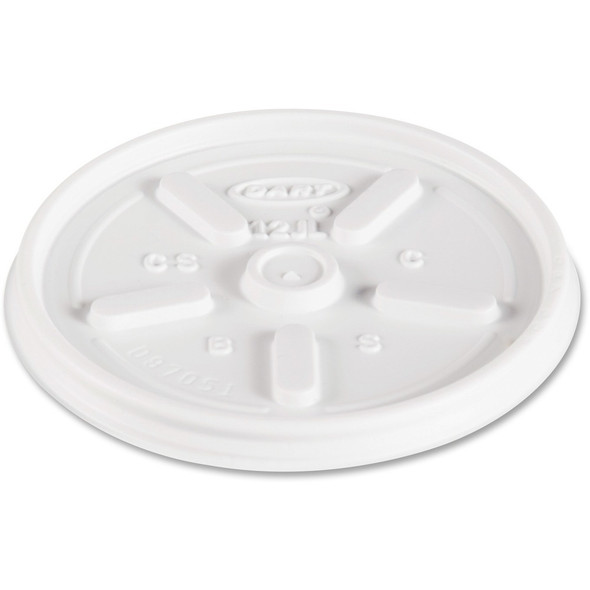 Dart Vented Hot Cup Drinking Lids - Round - Foam, Plastic - White - 1 Carton