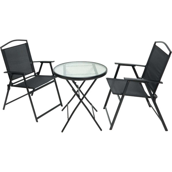 3-Piece Black Steel & Sling Bistro Set S13-S3649 Set